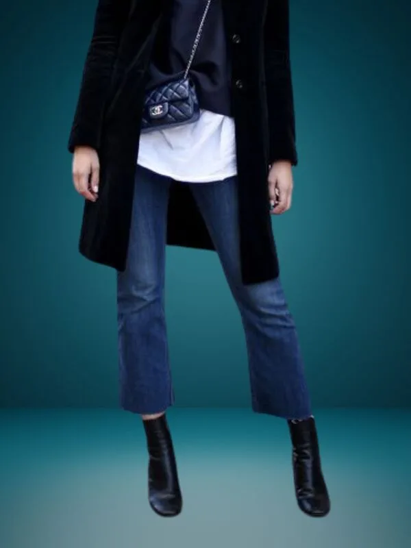 how to wear cropped flare jeans in winter