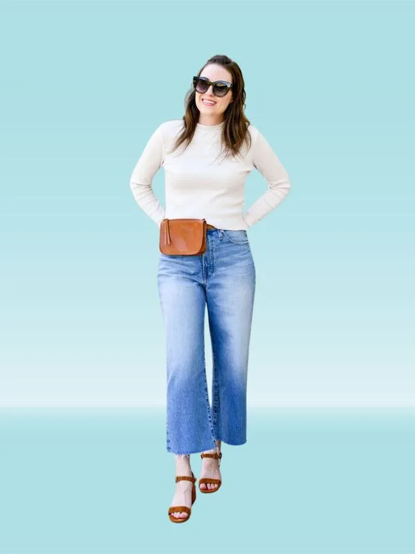 how to wear cropped wide leg jeans