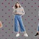 how to wear cropped wide leg jeans in winter