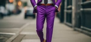 what to wear with purple pants