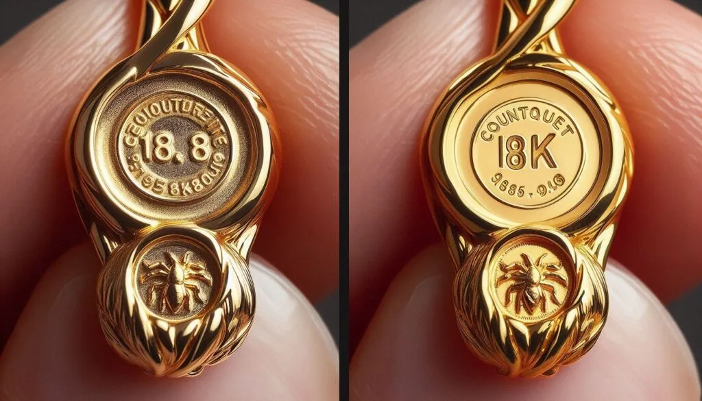 stamped inside fake 18k gold ring stamp
