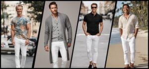 what to wear with white jeans mens