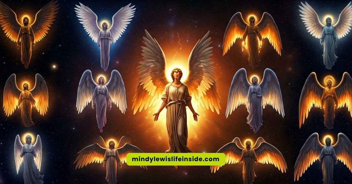 Colorful angelic beings depicted in various hues, illustrating diverse interpretations of biblical angel descriptions.