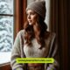 A woman wearing a sweater and hat looks out the window, reflecting on stylish ways to wear crop tops in winter.