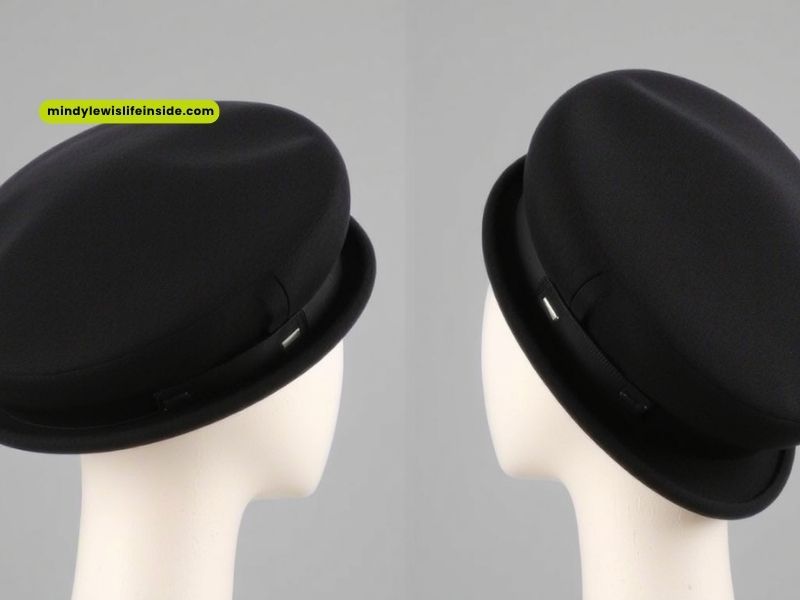 Two black pork pie hats resting on mannequin heads, highlighting their classic design.