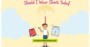 A person contemplating whether to wear shorts today, looking at the weather or their wardrobe.