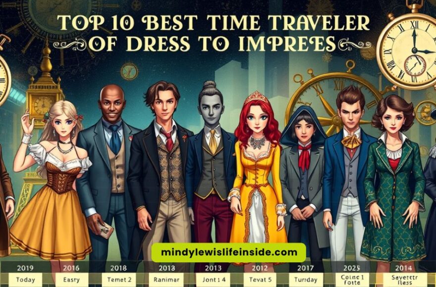 A collage showcasing the top 10 best-dressed time travelers, featuring stylish outfits from various historical eras.