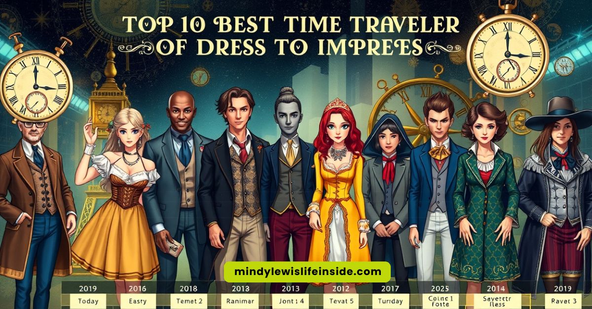 A collage showcasing the top 10 best-dressed time travelers, featuring stylish outfits from various historical eras.