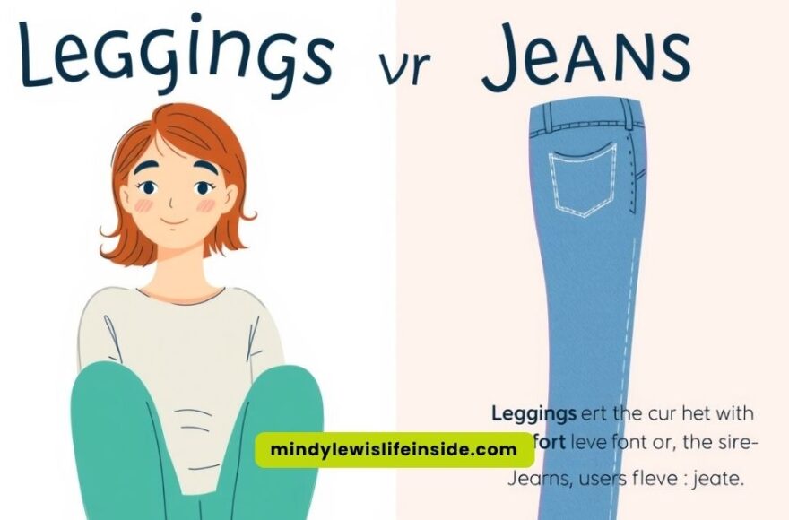 Visual comparison of leggings and jeans highlighting comfort differences in a guide format.