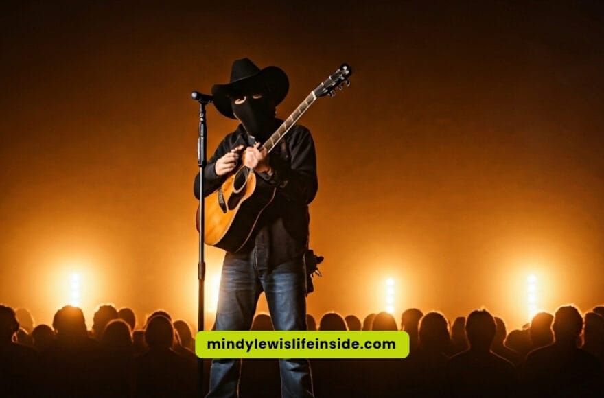 A vibrant graphic featuring famous country music artists and their top songs throughout history.