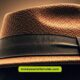 A pork pie hat featuring a brown band, showcasing its distinctive shape and style.