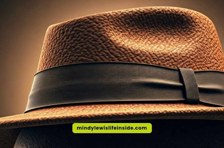 A pork pie hat featuring a brown band, showcasing its distinctive shape and style.
