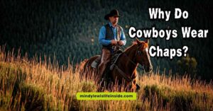 Visual explaining the purpose of chaps for cowboys, emphasizing their role in safeguarding against weather and brush.