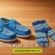 Visual discussing the appropriateness of wearing socks with shoes, particularly Hey Dudes brand.