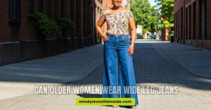 Older women confidently wearing wide-leg jeans, showcasing style and comfort in a casual setting.
