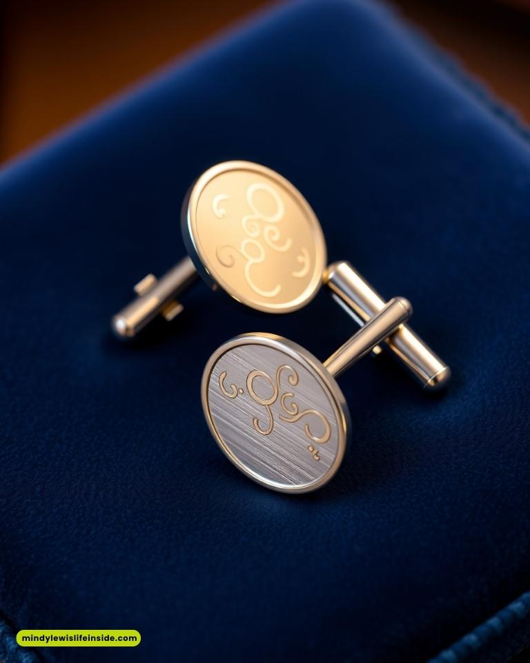 Elegant silver cufflinks with swirling engravings, set against a rich blue velvet background, evoke a sophisticated and luxurious tone.