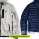 Alt text: "Two jackets side by side on a white background. Left is a light gray fleece jacket with black zippers; right, a dark blue down jacket. Text reads 'Fleece vs Down Jacket' and website 'mindylewislifeinside.com' below."