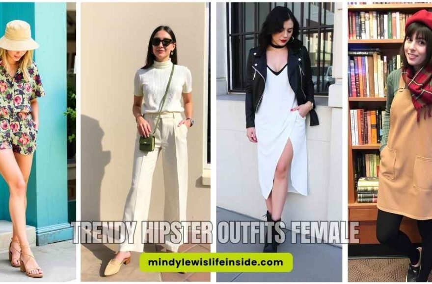 A collage of four women in distinct hipster outfits, highlighting diverse fashion choices and personal styles.