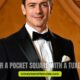 A man dressed in a tuxedo stands beside the question, "Should you wear a pocket square with a tuxedo?"
