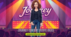 Eight creative outfit ideas for a Journey concert, showcasing different styles and accessories for fans to consider.