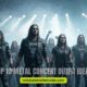A band stands confidently in front of an enthusiastic crowd at a metal concert, showcasing stylish outfit ideas.