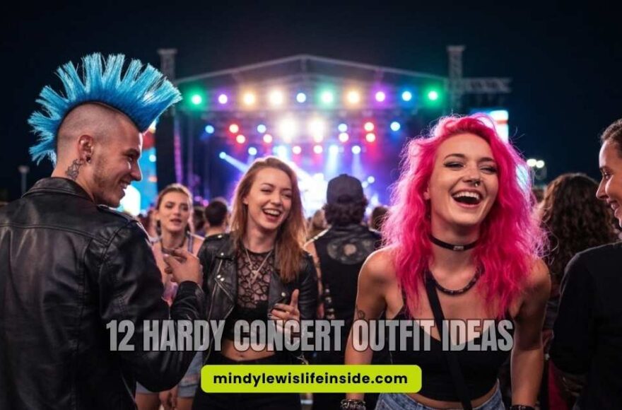 A visual guide to 12 chic concert outfits for women, emphasizing unique styles suitable for Hardy concert events.