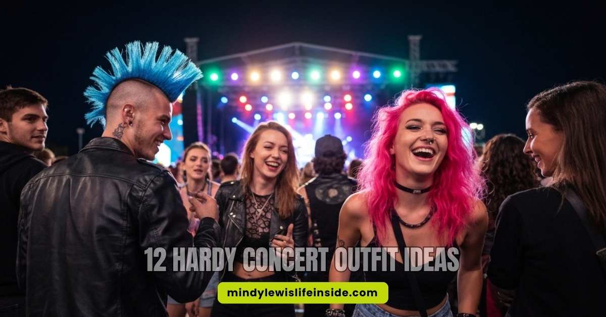 A visual guide to 12 chic concert outfits for women, emphasizing unique styles suitable for Hardy concert events.